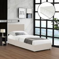 cama tapizada juva con colchon 90x200cm - beige corium