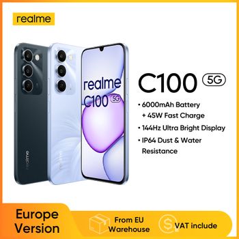 realme C100 5G Smartphone Versión EU MediaTek Dimensity 6300 Pantalla de 6.8 pulgadas 144Hz Batería de 6600mAh Carga Rápida de 45W Cámara Trasera de 50MP