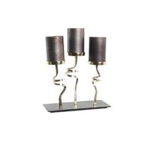 portavela cristal aluminio 37x16x47 3 velas gris
