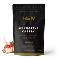 caseina micelar nativa de hsn evonative casein  sabor tarta de queso y fresa 2 kg  67 tomas por envase  materia prima lacprodan micelpurer  no-gmo vegetariano sin gluten