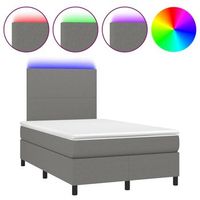 estructura de cama led con cabecero con somier colchon 120x200 cm tela gris oscuro tdl0208412