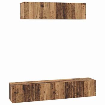 Juego De Muebles De Tv 4 Piezas Madera Vieja Mediano