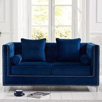 new york blue velvet 2 seater sofa