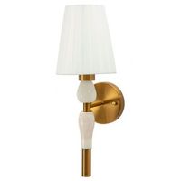 lampara de pared de metal cristal y tela dorada y blanca