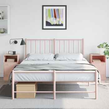 Set De 2 Mesitas De Noche - Mueble De Dormitorio - Acero - Rosa (34.5x39x62cm)