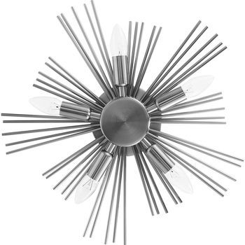 Lámpara Aplique De Pared - Plafón De Metal - 5 Bombillas - Lydia  Plata