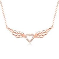 cadena corazon de plata chapada en oro rosa 925 con circonitas