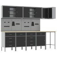 conjunto de armarios de trabajo con cajon 12 uds negro y gris vidaxl