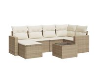 vidaxl set sofas de jardin 7 piezas y cojines ratan sintetico beige