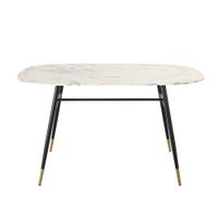 mesa de comedor de vidrio templado efecto marmol de 140 cm