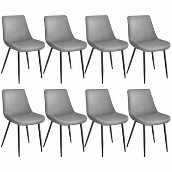 8 sillas de comedor acolchadas, aterciopeladas 48 x 59 x 82,5 cm gris