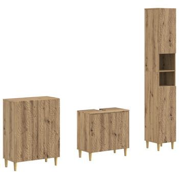 Juego De Armarios De Baño De 3 Piezas Delft Roble Artisan Vidaxl