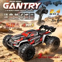 wltoys coche rc 116 de alta velocidad 50 kmh 4wd todoterreno monster truck 24ghz con control remoto vehiculo electrico para todo terreno bateria recargable de 74v faros led engranajes