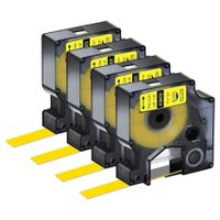 5 cintas compatibles dymo 18433 negro sobre amarillo 19mmx55m com dymo rhino