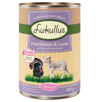 Lukullus Junior Turkey Hearts & Lamb - 6 x 400g