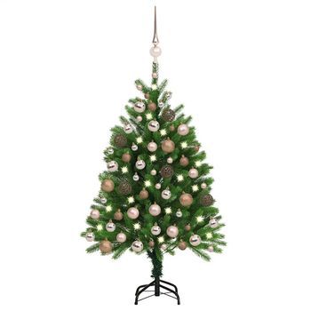 Árbol De Navidad Preiluminado Con Luces Y Bolas Verde 120 Cm Vidaxl