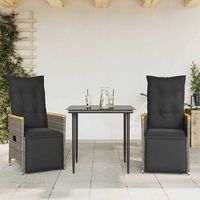 pack 2 uds sillones reclinable jardin  silla de jardin  silla de exterior y cojines ratan sintetico gris