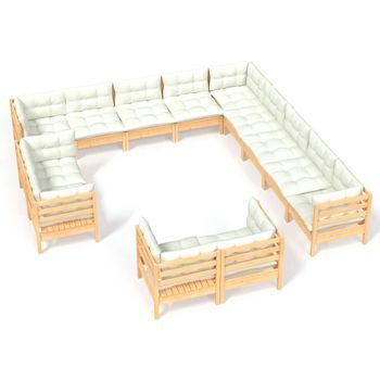 Muebles De Jardín 13 Piezas Cojines Madera Maciza De Pino Vidaxl