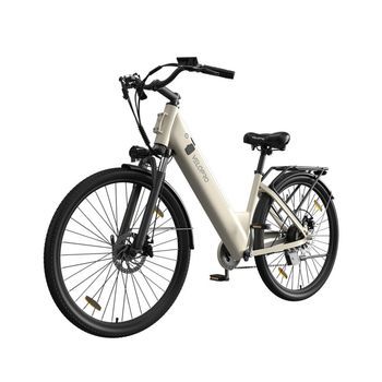 Bicicleta Eléctrica Urbana Velopro C1, 250 W, Batería 36 V 13 Ah, Shimano 7 Velocidades, Portaequipajes Trasero, Blanco