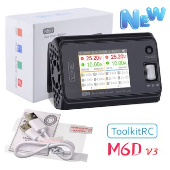 ToolkitRC M6D V3 500W 15A DC MINI cargador inteligente de doble canal para batería Lipo 1-6S modelo FPV reemplazo de pieza de repuesto