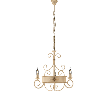 Lámpara De Araña Baltimora De Hierro Lacado Marfil, 3 Luces, 113 Cm, Ø54 Cm, Bl183-3-av