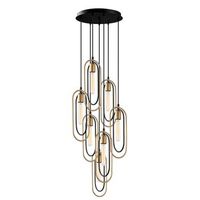 lampara de techo cerco-2051 oro negro metal 48x48x132 cm