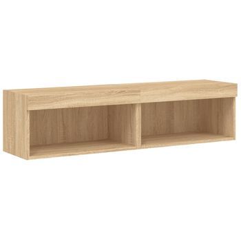 2 Uds Muebles Tv | Mueble De Salón | Armario Tv Con Luces Led Roble Sonoma 60x30x30 Cm