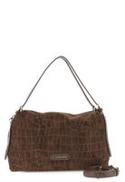 bolso saco suave efecto ante en estampado coco con bandoleras finas dark brown taglia unica