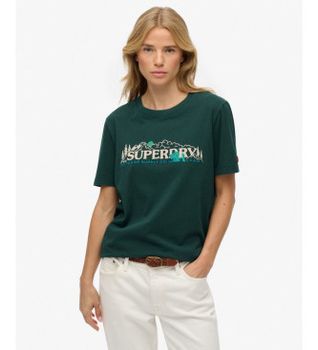 Superdry para mujer. W1011735A Camiseta Supply Co Relaxed verde (M), Casual, Algodón, Manga corta