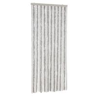 cortina antimoscas chenilla gris claro y blanco 90x220 cm vidaxl