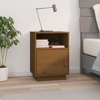 mesita de noche - mueble para dormitorio - madera maciza de pino - marron miel 40x34x55cm