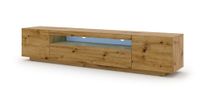 mueble para tv efecto madera crema led