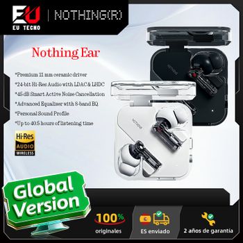 Nothing Ear, Cancelación Activa de Ruido de 45dB, Driver de 11mm, Audio de Alta Resolución de 24 bits con LDAC y LHDC, Hasta 40.5 Horas de Reproducción