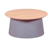 mesa de centro redonda con tablero de madera de roble gris