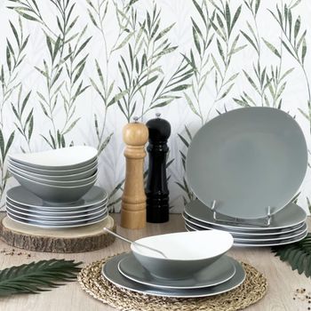 Vajilla de 18 piezas porcelana gris