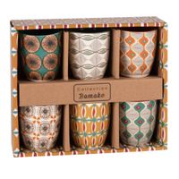 caja de 6 tazas de ceramica multicolor