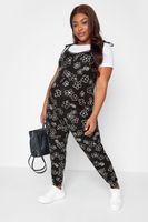 bump it up maternity mono tirantes negro de flores  mujer curvy y tallas grandes bump it up
