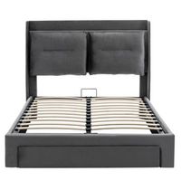cama con canape tapizada en terciopelo 160x200cm 2 cajones gris sin colchon