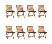 sillas de jardin plegables 8 unidades madera maciza teca con cojines