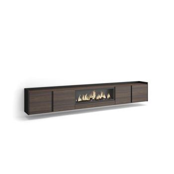 Mueble Tv Yunquera-01 Suspendido Con Chimenea Y Luces Led