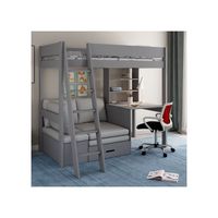 kids avenue estella high sleeper bed with desk and sofa bed in grey - pink