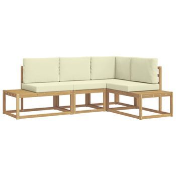 Conjunto De Sofás De Exterior 3 Pieza Blanco Y Crema Poliéster Vidaxl