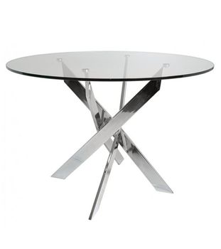 Mesa comedor redonda ø110 cm de cristal templado patas metal