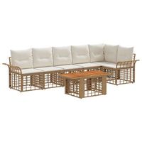 conjunto de sofas de jardin 7 uds natural y crema vidaxl