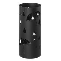 paraguero redondo de metal antigoteo ganchos recibidor 17x41 cm - negro