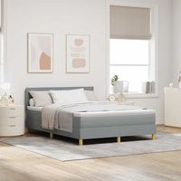 cama tipo box spring con cojin gris claro 140 x 200 cm tela vidaxl