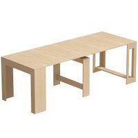 homcom consola extensible para 10 personas efecto madera clara
