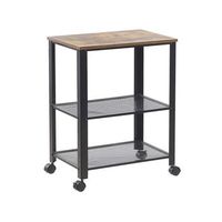 carrito de cocina madera de pino marco negro 40 x 50 x 86 cm 3 estantes cajon para cubiertos botellero con ruedas bolzano