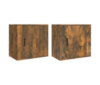 vidaxl mesitas de noche de pared 2 uds color roble ahumado 50x30x47 cm