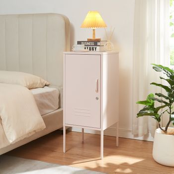 Mesa De Noche Hausjärvi 82x35x35 Cm Acero - Rosa [en.casa]